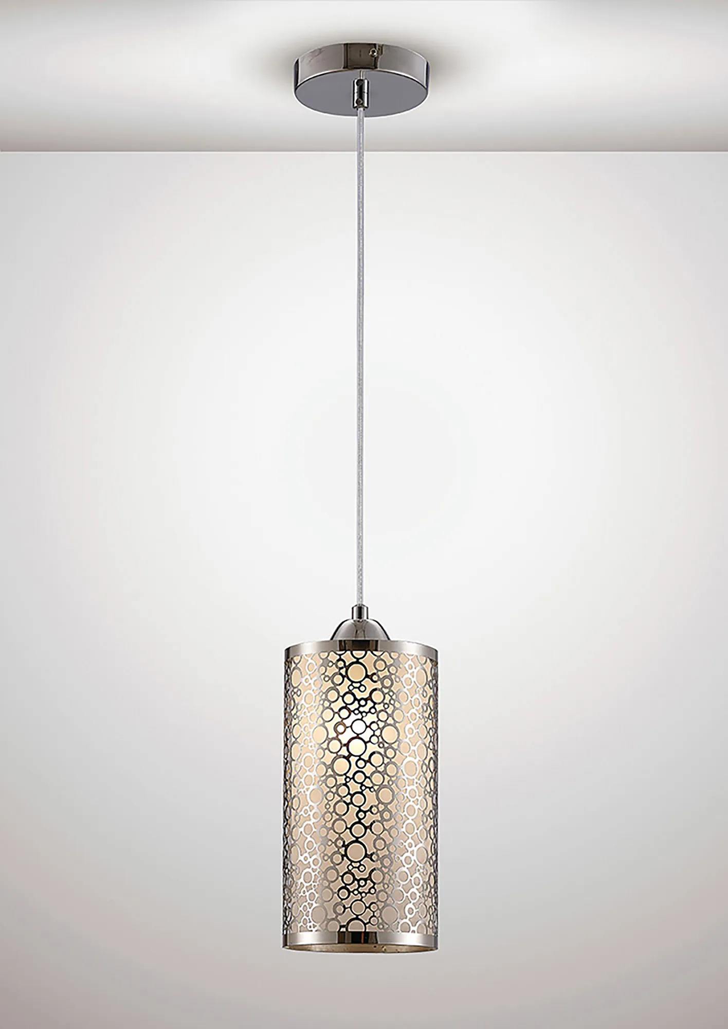 Charon Circle Pattern Glass Pendant 1 Light Polished Chrome D0133  Deco Charon